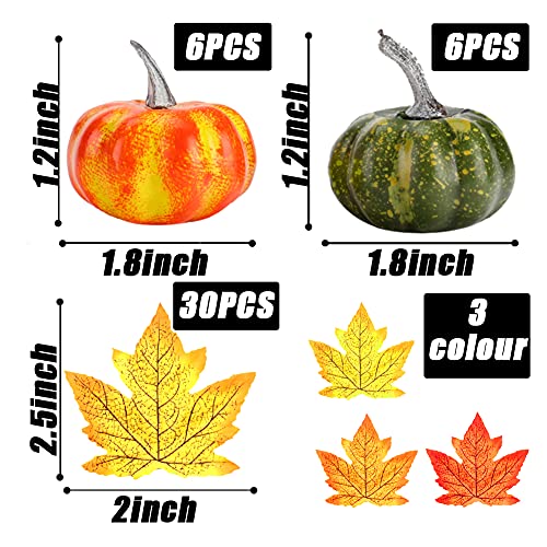 HAKACC Fake Pumpkins, 12 PCS Artificial Pumpkins Faux Foam Pumpkins Artificial Vegetables for Festival Thanksgiving Fall Harvest Home Decoration