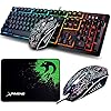 LexonElec-Gaming-Keyboard-Mouse-Combo-K13-Wired-Rainbow-Led-Backlit-104-Keys-Ergonomic-Gamer-Keyboard-2400DPI-Adjust-4-Buttons-Usb-Optical-Game-Mouse-Sets-Mousepad-Compatible-with-PC-Laptop Wired Gaming Keyboard and Mouse Set Rainbow Backlit 104 Keys Full Anti-ghosting light up Keyboard 2400 DPI 4 Button Usb…
