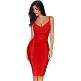 meilun Womens Rayon Belt Detail Bandage Bodycon Party Dress