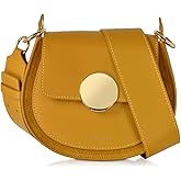LeParmentier Yucca Shoulder Bag, Suede and Calf Leather, 7.9 x 6.7 x 2.4 inches