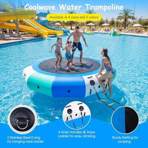 COOLWAVE Inflatable Water Trampoline 12FT Blue
