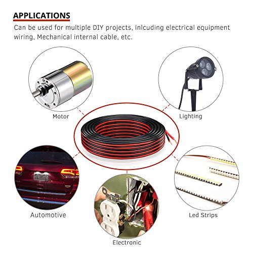 140 Feet 18 Gauge AWG 2 conductor Electrical wire - 70 Ft Red and 70 Ft Black 18 AWG Silicone wire Copper Stranded,LED strip extension,Car,Home Stereo Speaker,Auto Hookup Wire Cable,By Brightfour