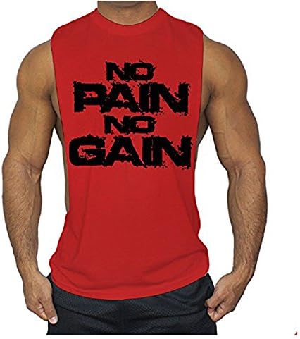 No Pain No Gain Workout T-Shirt Bodybuilding Tank Top White S-3XL