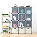 UNICOO - Multi Use DIY 12 Cube Organizer, Bookcase, Storage Cabinet, Wardrobe Closet (Regular Cube, Black)