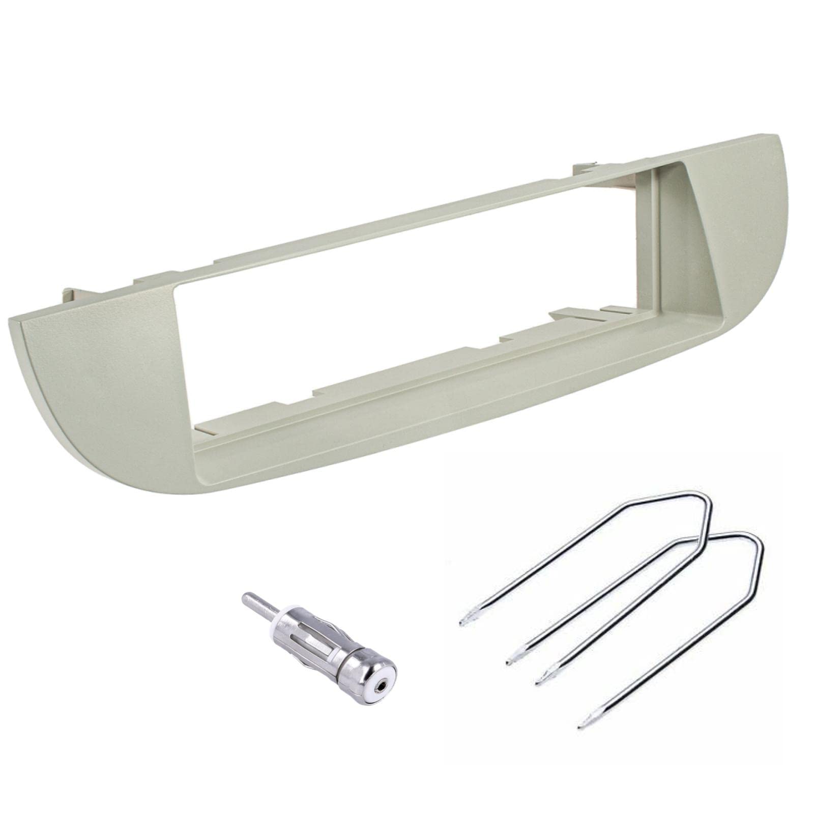 Sound-way Single DIN Car Radio Frame Installation Kit, 1 DIN Front Panel Frame, Antenna Adapter, Release keys, compatible with FIAT 500 Cinquecento