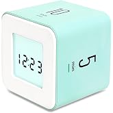 mooas Multi Clock Time Cube Timer, Alarm, Backlight, Productivity (Mint) | 1/3/5/10 Min Countdown Timer, 12/24H Clock, Battery Operated, Easy to Use, ADHD, Exercise, Study, Cooking, Work