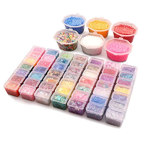 Slime Making Kit Slime Supplies, 58 Pack Including Fishbowl Beads，Foam Balls，Glitter, Fruit Slices, Rainbow Pearls, Sugar Paper，DIY Slime Charms Kit for Sequin Making Art Craft - Thumbnail 4