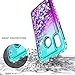 Galaxy A20 Case, Galaxy A30 Case with Tempered Glass Screen Protector, NageBee Glitter Liquid Floating Waterfall Durable Girls Women Cute Case for Samsung Galaxy A30/A20 (6.4 Inch) -Aqua/Purple