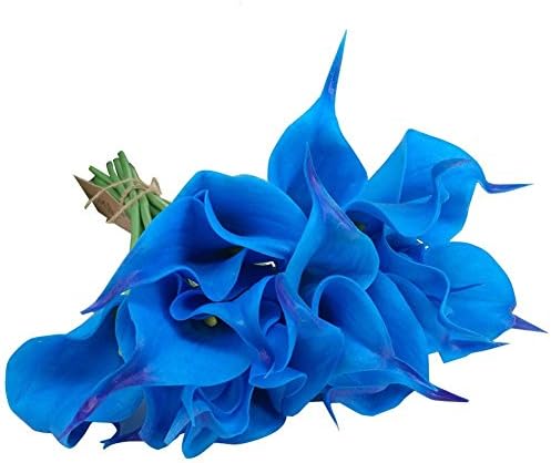 Digital Art Calla Lily Bridal Wedding Bouquet Head Latex Real Touch Flower Bouquets Pack of 10pcs BLUE