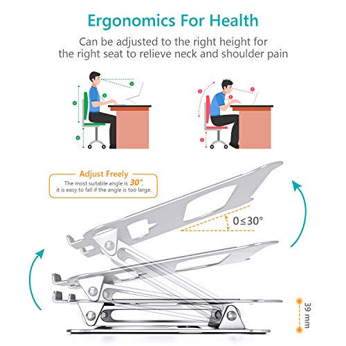 SAVFY Laptop Stand, Ergonomic Multi-Angle Height Adjustable Laptop Stand Holder, Aluminum Light Weight Adjustable Laptop Stand for 10\'\'-17\'\' MacBook, iPad, Notebook, Tablet