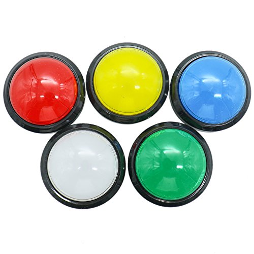 IDS 5 Pack 60mm Dome Shaped LED Illuminated Push Buttons for Arcade Coin Machine Operated Games