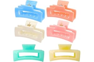 Large Claw Hair Claw Clip, 6 Pcs Non-skid Hollow out Hair Hairpin for Bathing, Styling Fixation (6 Colors)