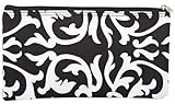 World Traveler Black White Damask Makeup Brush Bag 10-inch