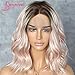 Sapphirewigs Short Dark Brown Ombre Rose Pink Water Wave Daily Makeup Heat Resistant Hair Perruque Women Beauty Blogger Comgirl Wedding Party Present Synthetic Lace Front Wigs