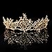 Aukmla Vintage Crown Baroque Gold Tiara Wedding Bridal Hair Accessories Headband for Women and Girls