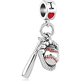 KunBead Love Baseball Bead Charms Compatible with Pandora Bracelets
