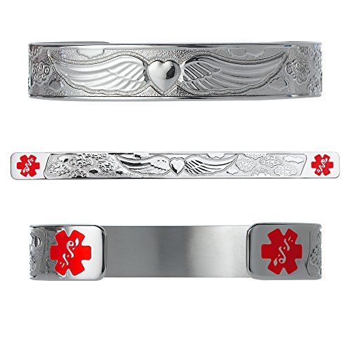 Divoti Custom Engraved Angel Wing 316L Medical Alert Bracelet -6