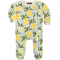 MilkBarn Organic Cotton Footed Romper Lemon (0-3 Months)