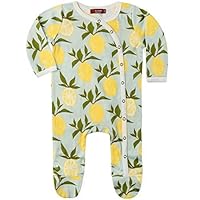 MilkBarn Organic Cotton Footed Romper Lemon (0-3 Months)