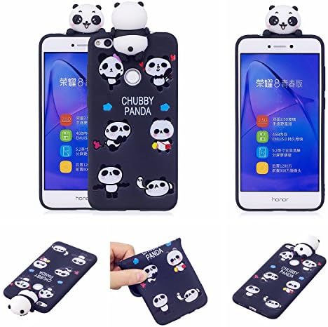 Huawei P9 Lite 2017 Case,KAWOO Cartoon Painted Black panda Soft Silicone Case Cover for Huawei P8 Lite 2017