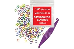 PRAIRIE HORSE SUPPLY 1/4 Inch Orthodontic Elastic Rubber Bands, 100 Pack, Neon, Light 2.5 Ounce Small Rubberbands Dreadlocks Hair Braids Fix Tooth Gap, Free Elastic Placer for Braces