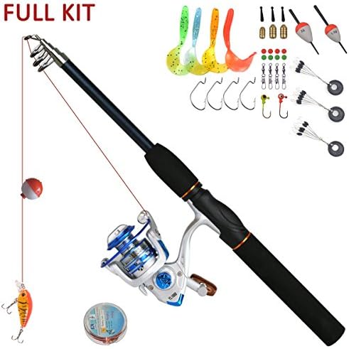 Fishing Rod and Reel Combo Spinning Reel Carbon Fiber Telescopic Kids Fishing Pole with Tackle Box