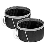 Pawaboo Pet Dog Cat Travel Bowls, [2PACK] 2000 ML Capacity Collapsible Portable Fabric Pet Travel Bowl Feeder for Pet Dog Cat Food or Water, Set of 2, BLACK