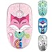 FD V8 Wireless Mouse Battery Included, 2.4G Cute Colorful Animal Slim Silent Travel Cordless Mouse Optical Designed Mice with Nano Receiver Compatible for Laptop Computer PC Chromebook (Pink Fox)