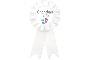 SUPERLUBY Footprint Grandma To Be Tinplate Badge Pin, Grandma to Be Pin for Baby Shower, Footprint Gender Reveal Button White Rosette Great Grandma Award Ribbon for Welcome Newborn Baby Party Celebration
