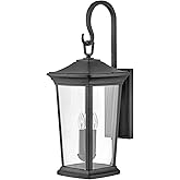 Hinkley Bromley Large Wall Mount Lantern - Aluminum, 3-Light, Clear Glass - Museum Black Finish