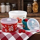 The Pioneer Woman Round Food Storage with Vent Container Set, Set of 3 in Bloom Dot
