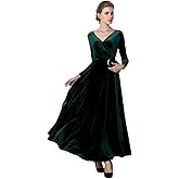 EXCHIC Women's Elegant Velvet Long Sleeve Maxi Dress Evening Party Dancing Dresses