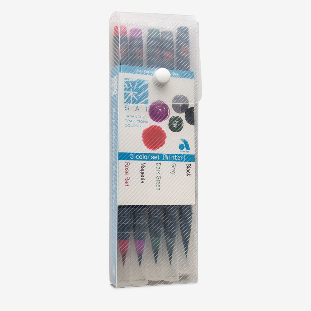 Akashiya 5 Brush Pen Markers Winter Set