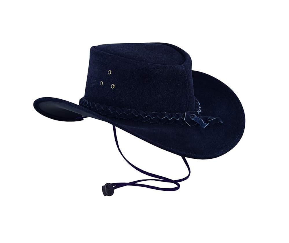 New Style Cowboy Real Leather Australian Western Bush Hat With Chin