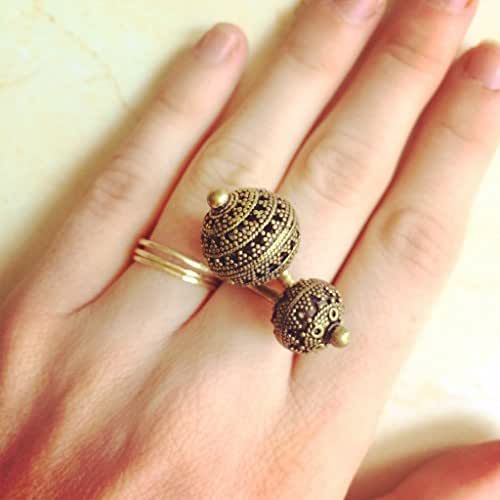 Adjustable Ethnic Ring, Brass Ring, Statement Ring, Large