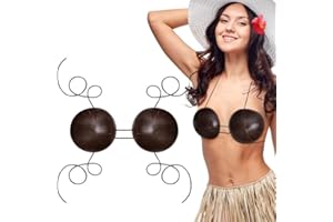 SFCDDTLG Coconut Bra with Cord,Natural Coconuts Shell Bikini Top,Hawaiian Coconut Shell Bra Top for Women Costume Party Supplies