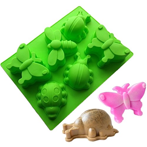 Allforhome 6 Insect Butterfly dragonfly Silicone Cake Baking Mold Cake Pans Muffin Cups Handmade Bath Bomb Soap Chocolate Molds