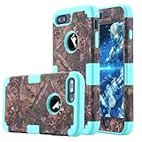 iPhone 7 Plus Case, LONTECT Camouflage Tree Hybrid Heavy Duty Shockproof Case Dual Layer [Hard PC+ Soft Silicone] Impact Protection for Apple iPhone 7 Plus, Tree Camo/Teal