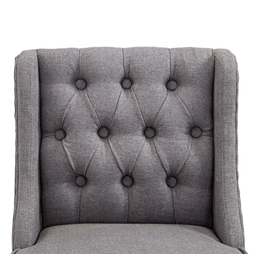 HOMCOM 40" Fabric Upholstered Tufted Counter Stool with Wood Legs Set of 2 - Grey