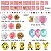 Eurus Home Girl Baby Shower Decorations Kit | 37 Supplies Set for a Great Birthday Party – Pink and Gold Flag Banners, Colorful Dot Garland, Balloons, Paper Lanterns & Rose Tissue Pom Poms