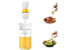 Oil Dispenser Bottle with Barbecue Brush - Oil Storage and Dispenser Container and Silicone Basting Brush for Kitchen BBQ Gri
