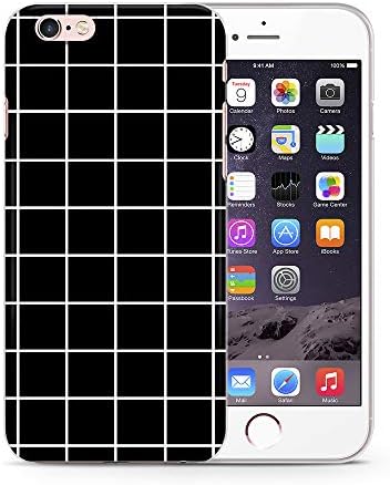 Grid Black White Geometric Lines Phone Case Cover for iPhone Gel/Rubber (iPhone 7/8, Black Grid)