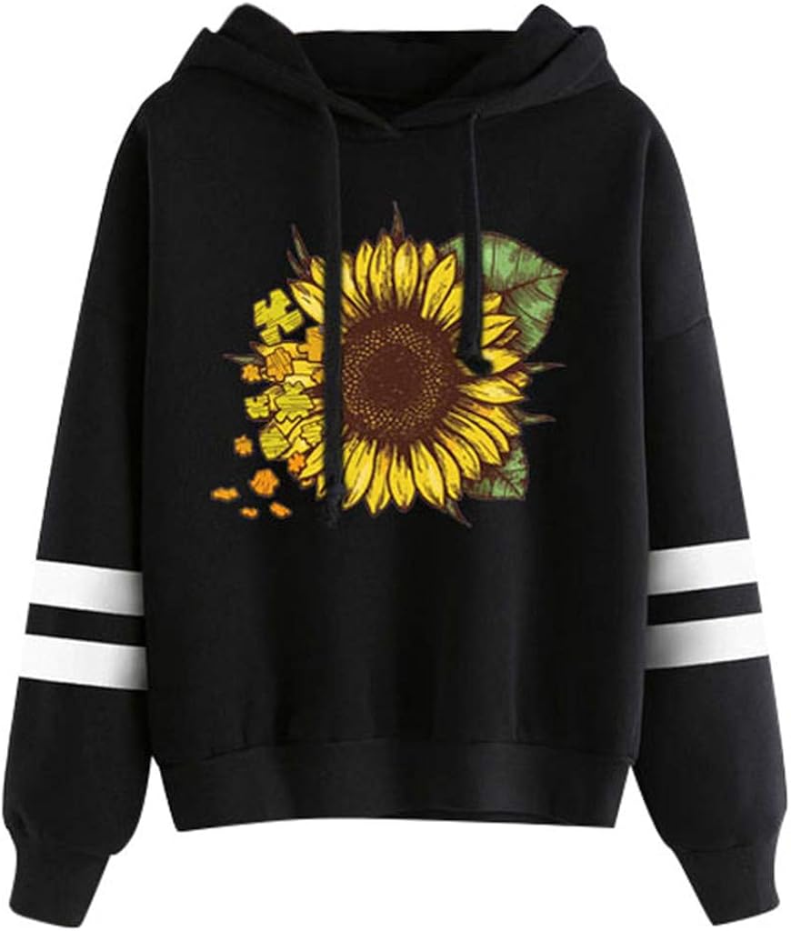 black hoodie with sunflower
