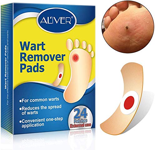 Wart Remover, Wart Removal Plasters Pad, Foot Corn Removal Plaster with Hole, Feet Callus Remove, Soften Skin Cutin Sticker Cure Toe Protector, Relief Pain Removal Warts Plaster 24 Pcs/Box