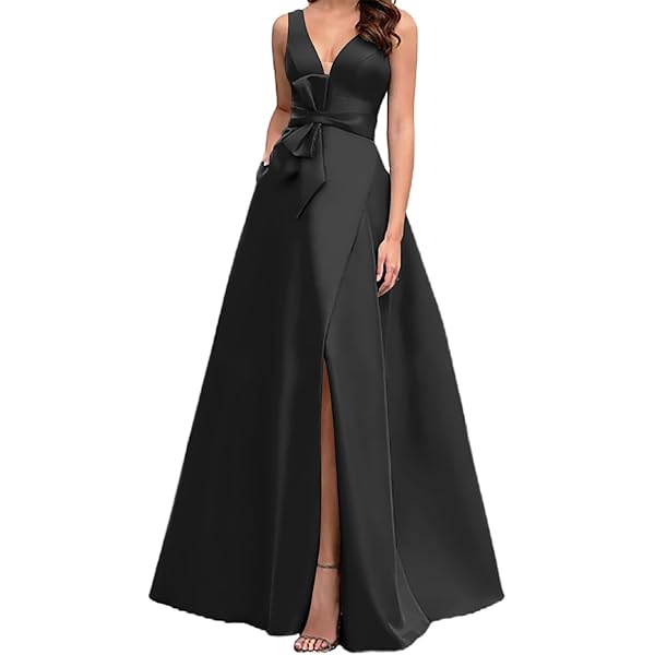 Calvin Klein Women's Sleeveless V-Neck High Low Gown with Back Zipper, Black,  2 at Amazon Women's Clothing store