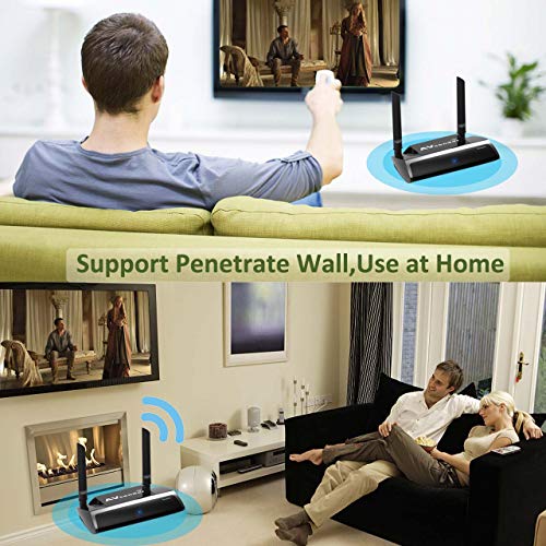 Wireless HDMI Extender with Loop-Out IR Pass-Back Support 1080P@60Hz Full HD Can Transmit Up to 80m 262ft (Line of Sight), WiFi HD AV Transmitter and Receiver for Projector Church Monitor Home Use
