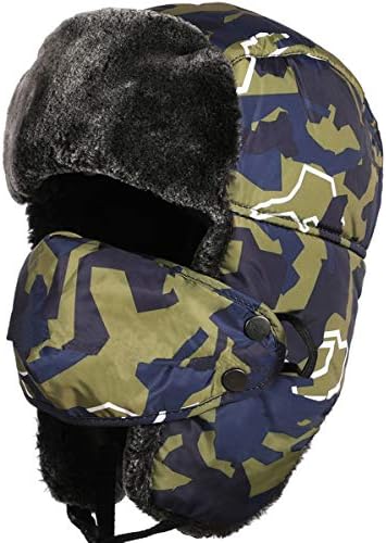 HELLOYEE Winter Tropper Trapper Hat Ushanka Russian Style Hat Ear Flap Chin Strap Windproof Mask
