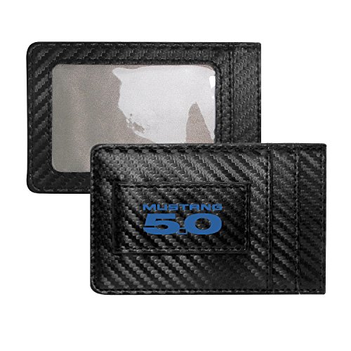 Ford Mustang 5.0 in Blue Black Carbon Fiber Wallet RFID Block Card Case Money Clip