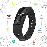 3STN Fitness Activity Tracker Bracelet with Heart Rate Monitor - Personal Armband with App, Bluetooth 4.0, Sleep Tracker, Waterproof, Pedometer, Reminder - iOS & Android - Women, Men, Kids (Black)