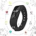 3STN Fitness Activity Tracker Bracelet with Heart Rate Monitor - Personal Armband with App, Bluetooth 4.0, Sleep Tracker, Waterproof, Pedometer, Reminder - iOS & Android - Women, Men, Kids (Black)